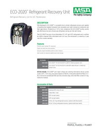 Thumbnail of document Data Sheet - ECO-2020 Refrigerant Recovery Unit